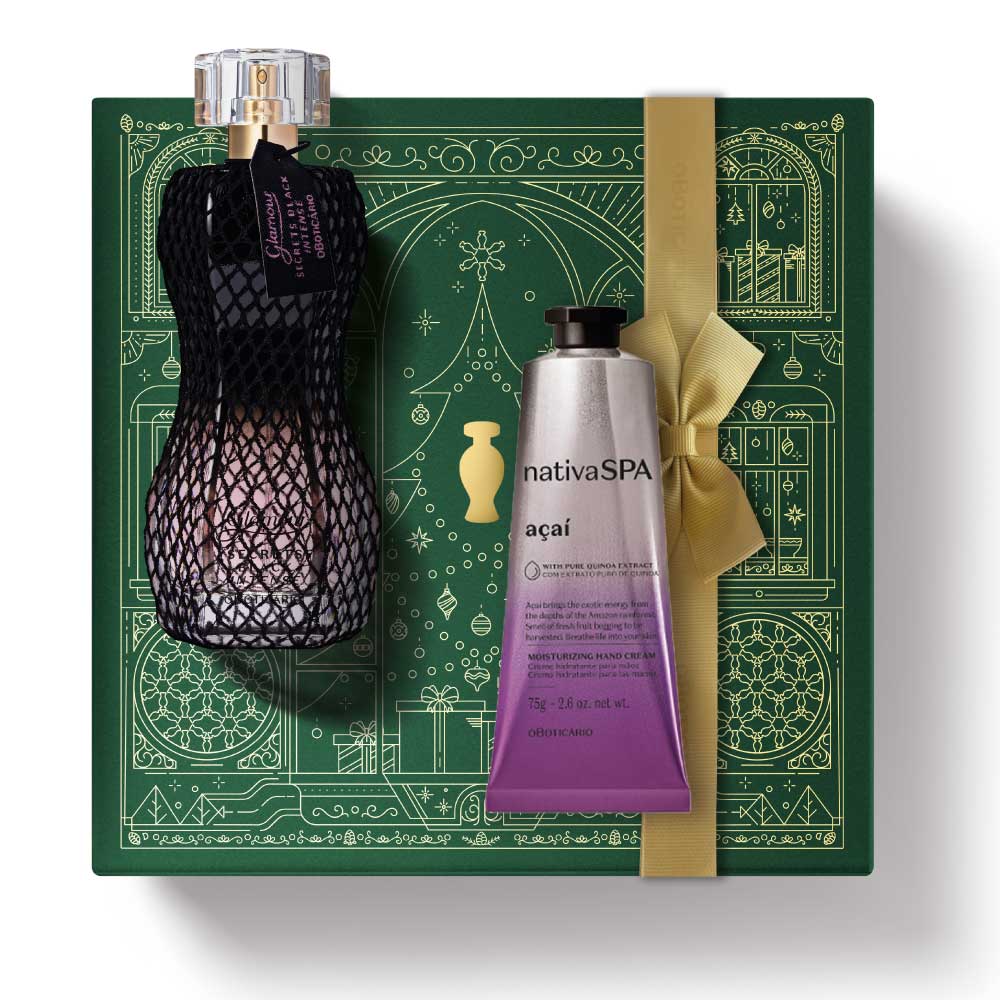 Cofanetto regalo di Natale: Profumo Glamour Secrets Black Intense + Acai