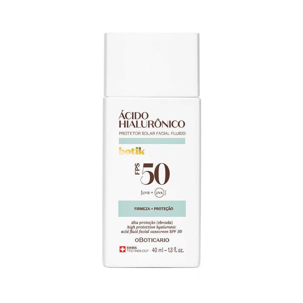 Fluido solare viso Botik SPF 50 con acido ialuronico, 40 ml